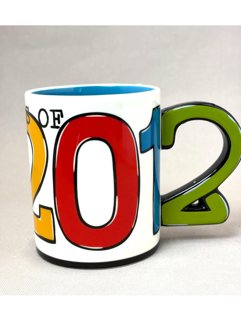Hallmark Class of 2012 Graduation Mug Figural 2 Handle Blue Interior 4.25"